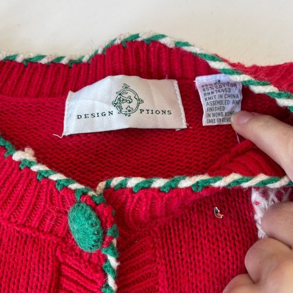 Design Options Cardigan 12 Days of Christmas Holiday Sweater Wearable Art Medium - Picture 7 of 15